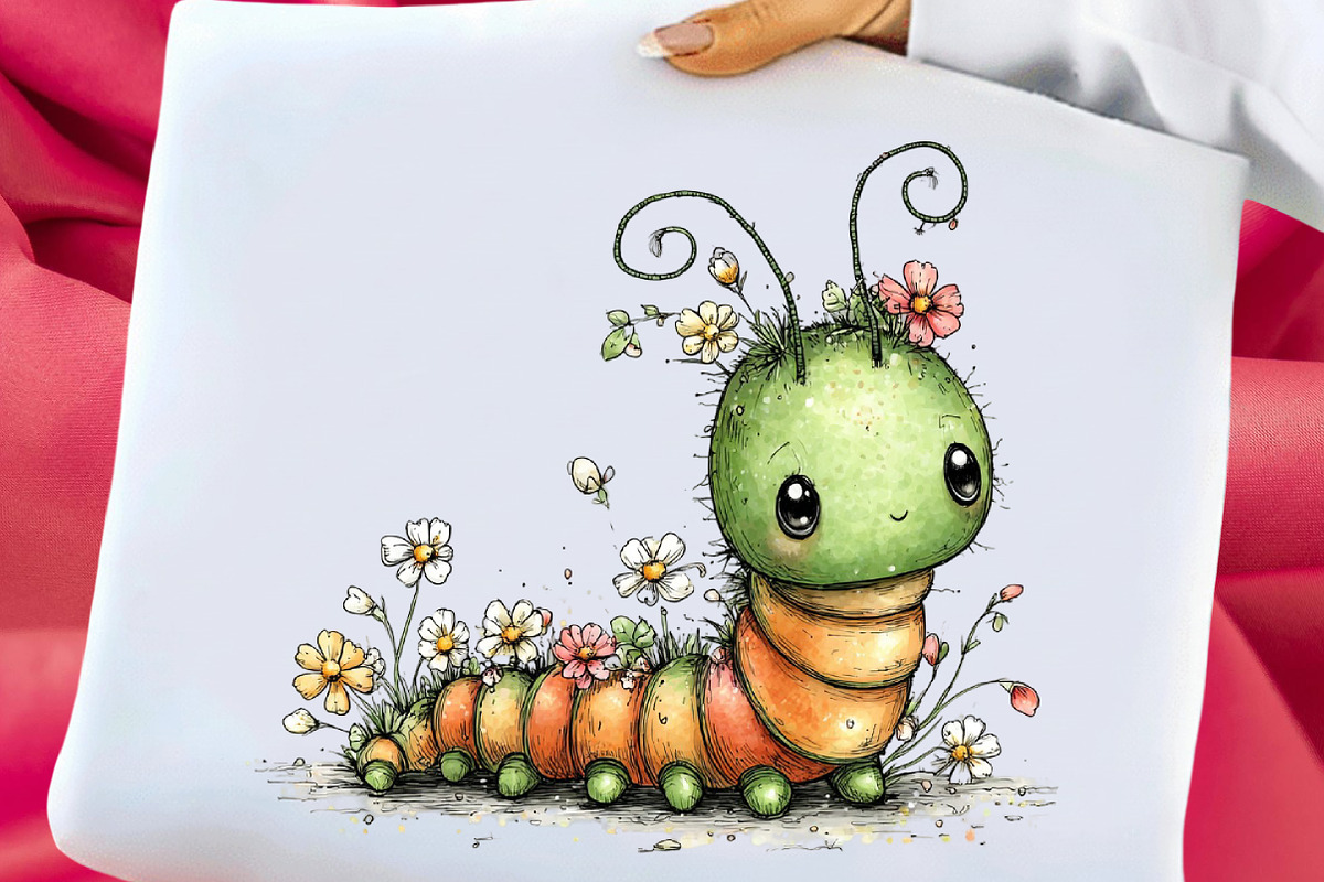 Whimsical Spring Caterpillar Clipart, an Illustration by Libby Wishes (Photo 4 of 8)
