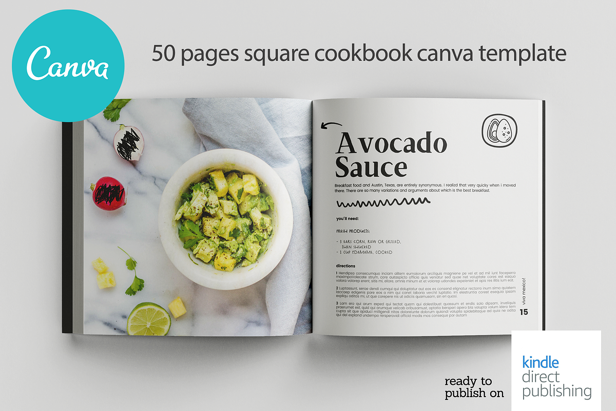 Square Mexican Recipes Canva Templat, a Magazine Template by DeLaGranSiete (Photo 9 of 14)