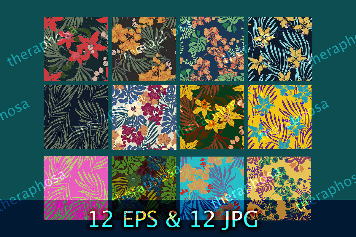 12JPG/EPS Tropical Seamless pattern, a Pattern Graphic by Theraphosath (Photo 2 of 9)