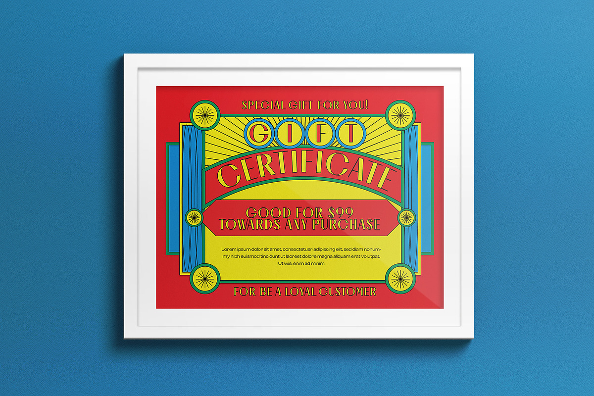 Red Yellow Vintage Gift Certificate, a Stationery Template by graphicook (Photo 1 of 3)