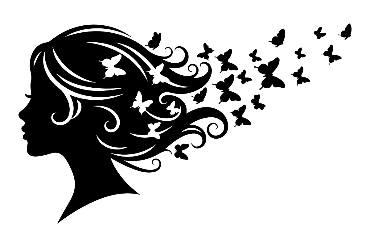 Woman Butterfly Hair Silhouette, an Object Illustration by yasushie (Photo 29 of 31)