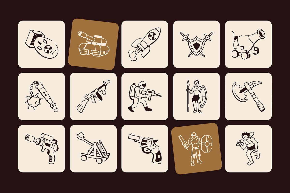 Animated Weapon Drawing Art Set, an Outline Icon by Vectors Market (Photo 4 of 5)
