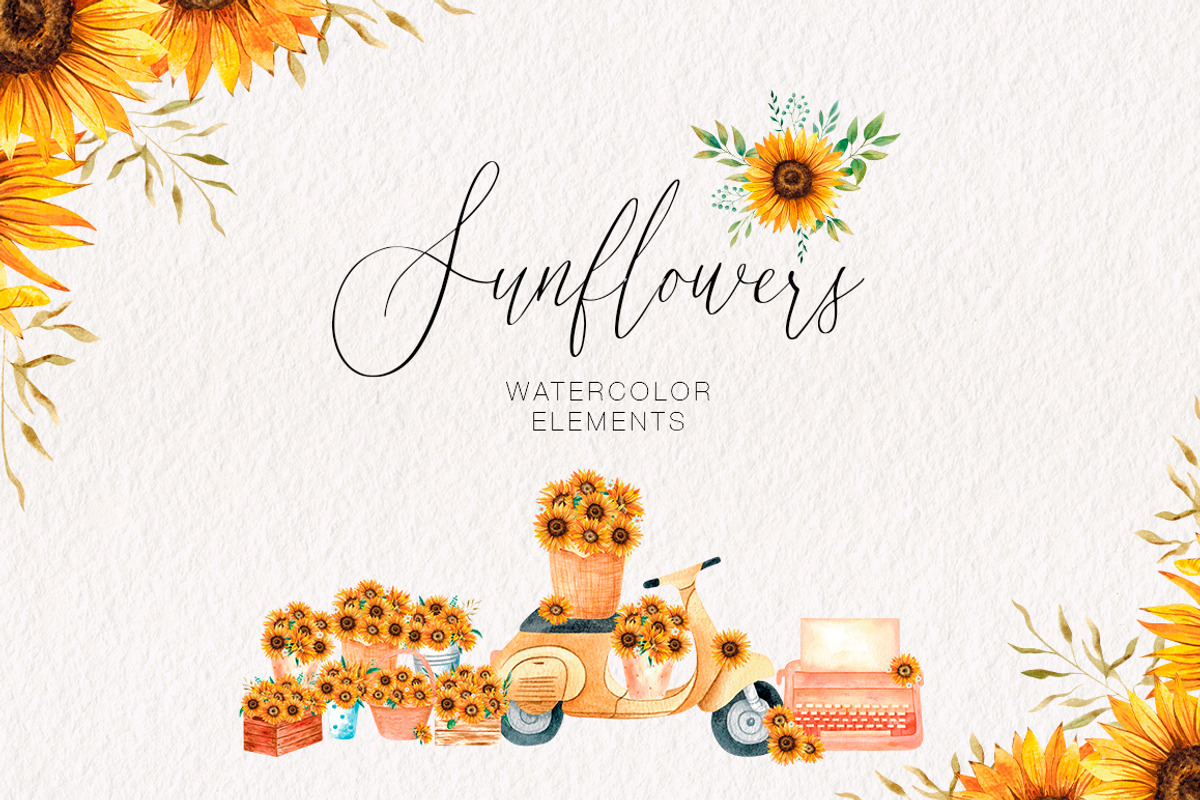 Watercolor Sunflowers Collection, an Illustration by Art Dari Autumn (Photo 15 of 15)