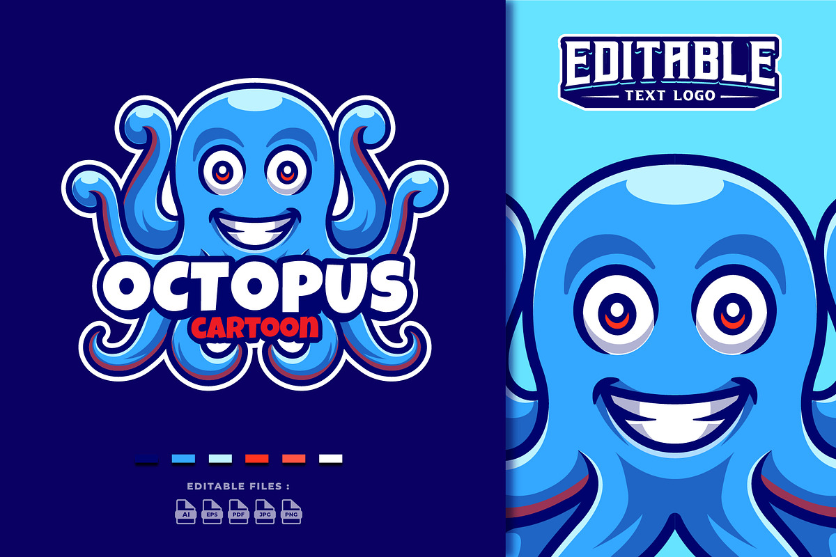 Octopus Mascot Cartoon Logo Template, a Branding & Logo Template by Signatoro