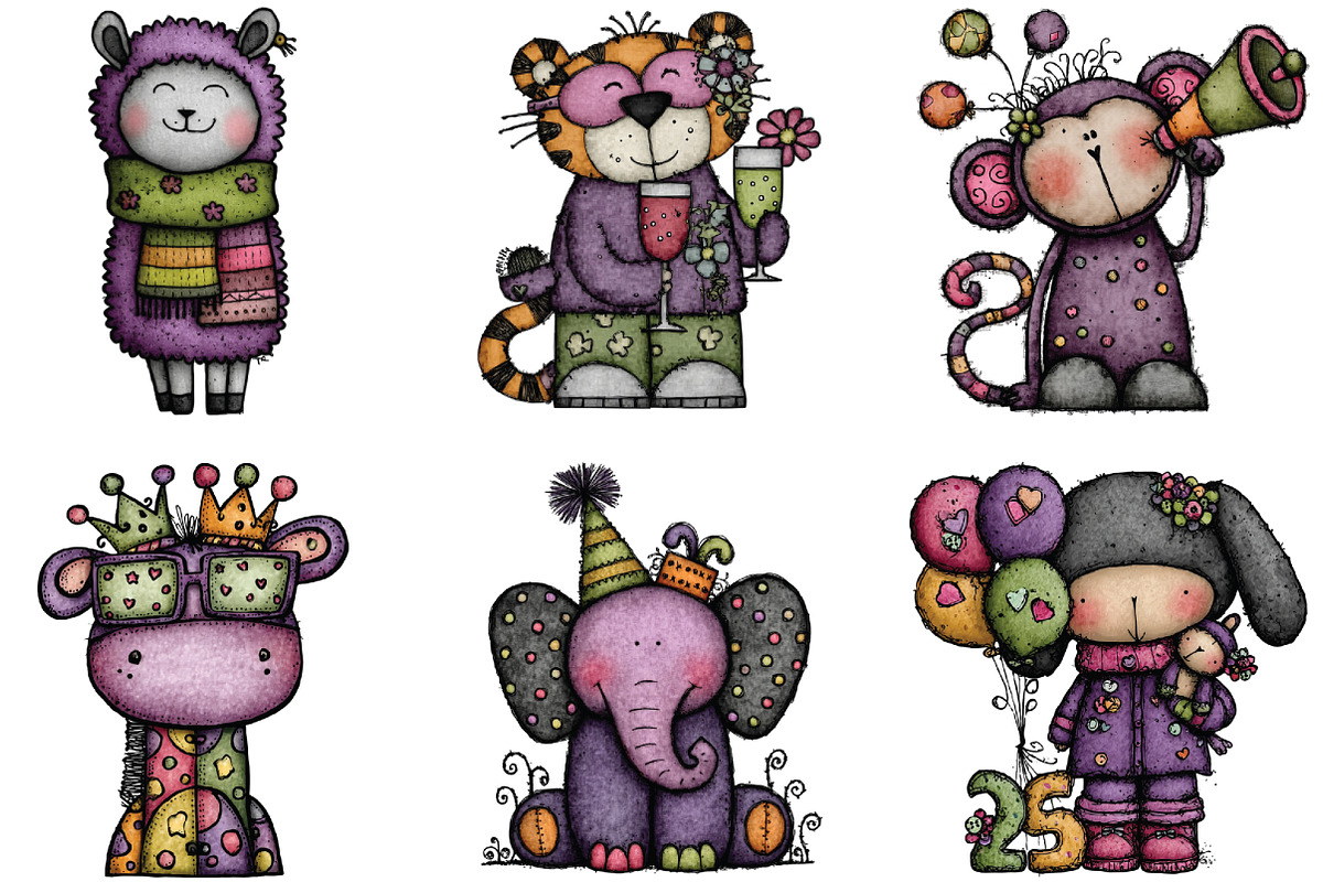Whimsical Funny New Year Animals PNG, an Illustration by CraftArtStudio (Photo 6 of 6)