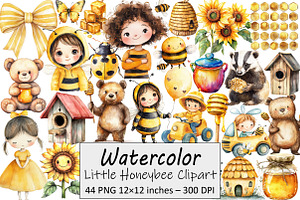 Little Honeybee Clipart, an Illustration by Design Market