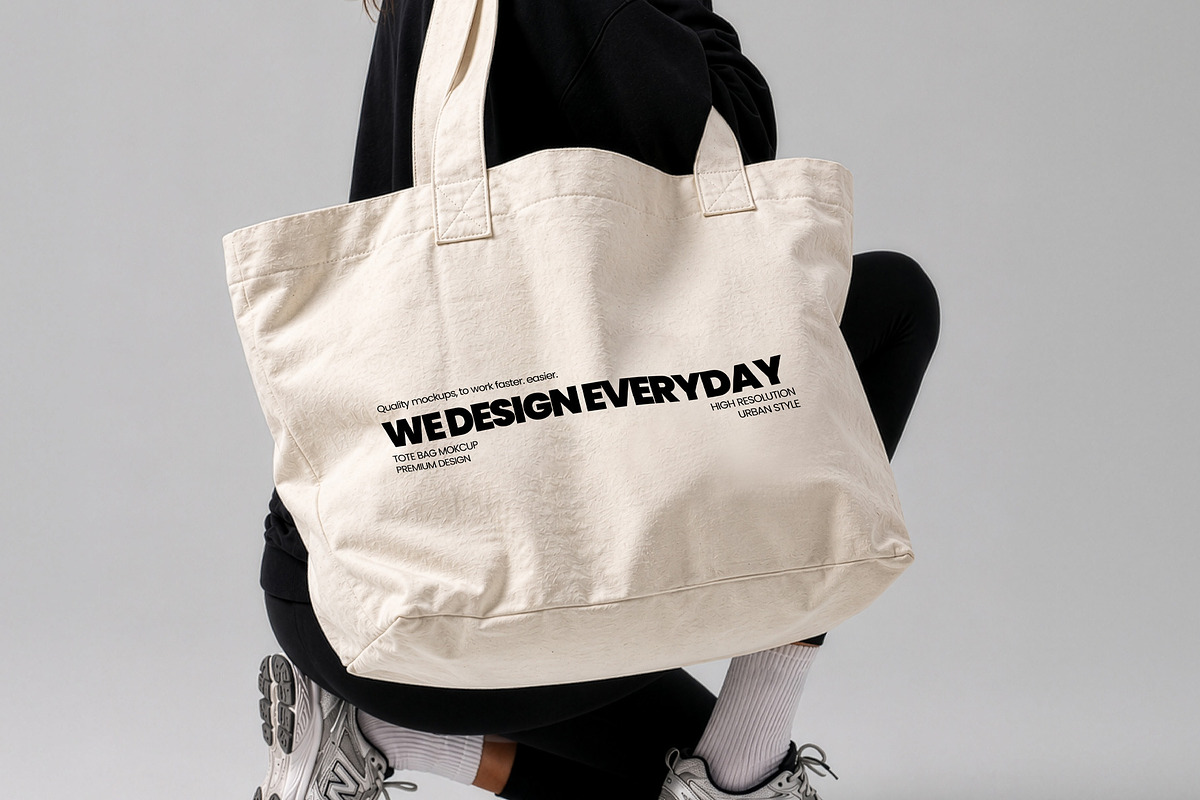 Tote Bag Mockup, a Packaging Mockup by We Design Everyday (Photo 3 of 6)