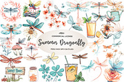 Summer Dragonfly Garden Clipart, an Illustration by CreationArt (Thumbnail 1 of 5)