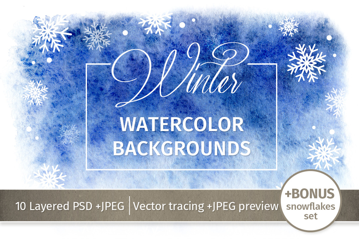 Watercolor Winter Backgrounds., a Texture Graphic by LeiaSW (Photo 1 of 2)