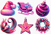 Chic Neon Pink Christmas Clipart, an Illustration by Canvas Craft (Thumbnail 3 of 7)