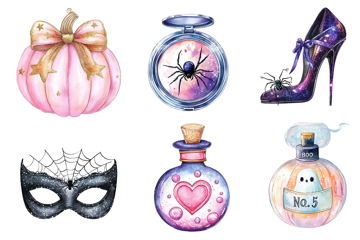 Coquette Sparkly Halloween Clipart, an Illustration by Dream Creation (Photo 2 of 6)