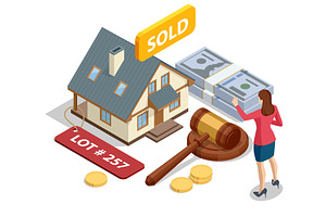 Isometric online auction concept, a Finance Illustration by Golden Sikorka