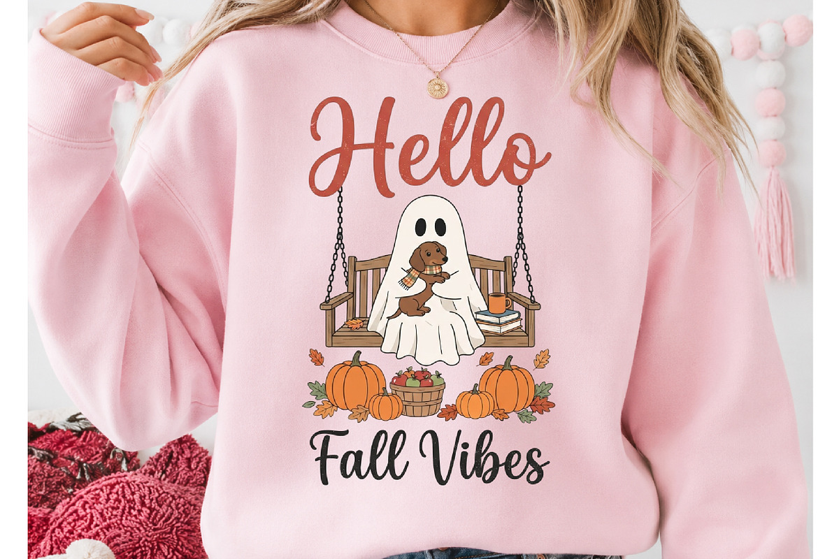 Hello Fall Vibes Ghost PNG, an Object Illustration by DreamCafeArt (Photo 2 of 7)