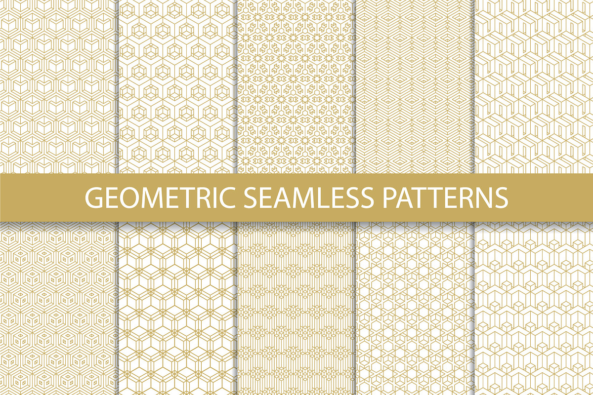 Geometric Golden Patterns EPS + JPG, a Pattern Graphic by Plaid4You (Photo 1 of 7)