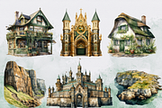 Ireland's Charm Watercolor Clipart, an Illustration by NadiaTheronArt (Thumbnail 4 of 5)