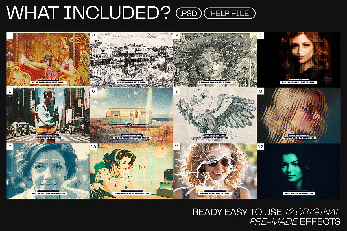 12 Photo Effect Templates, a Layer Style Add-On by iDoodle Studio (Photo 2 of 6)