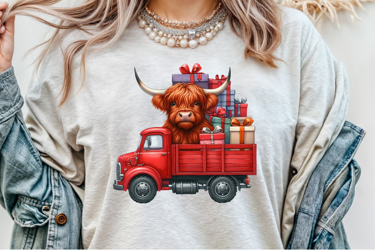 Christmas Gift Box Highland Cow PNG, an Illustration by Sublimation Artist (Photo 7 of 9)