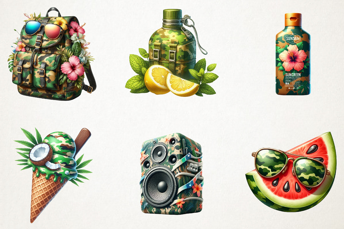 Camouflage Summer Sublimation Clipar, a Seasonal Illustration by RobertsArt (Photo 3 of 7)