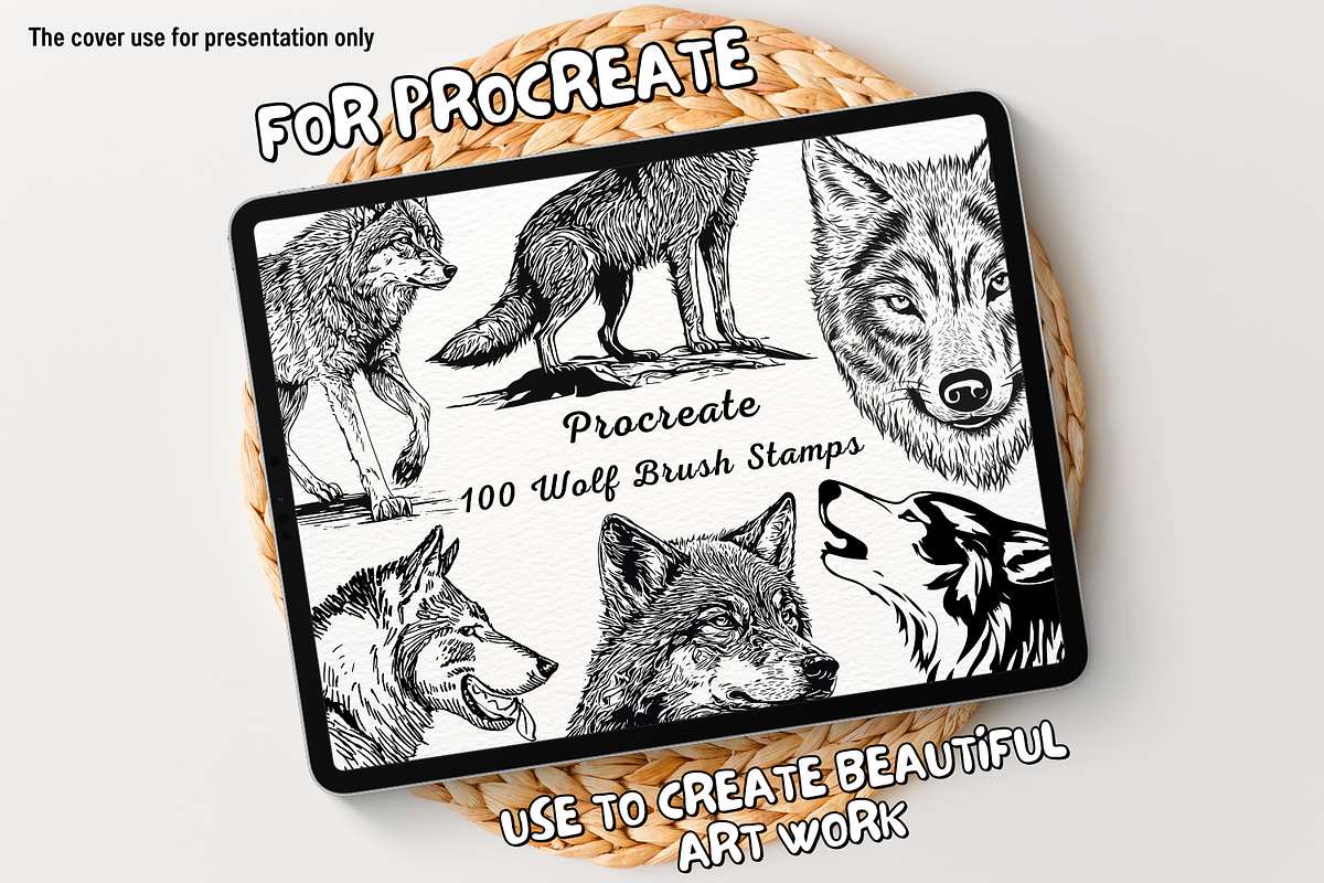 100 Wolf Procreate Stamps, a Brush Add-On by Painter Creative Books (Photo 1 of 9)