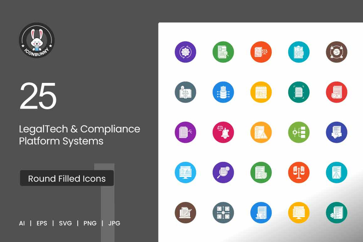 25 LegalTech & Compliance Icons., a Solid Icon by IconBunny (Photo 1 of 2)