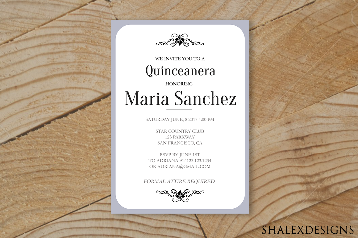 Quinceanera Invitation Template, an Invitation Template by ShalexDesigns | Creative Market for Free Printable Quinceanera Invitation Templates