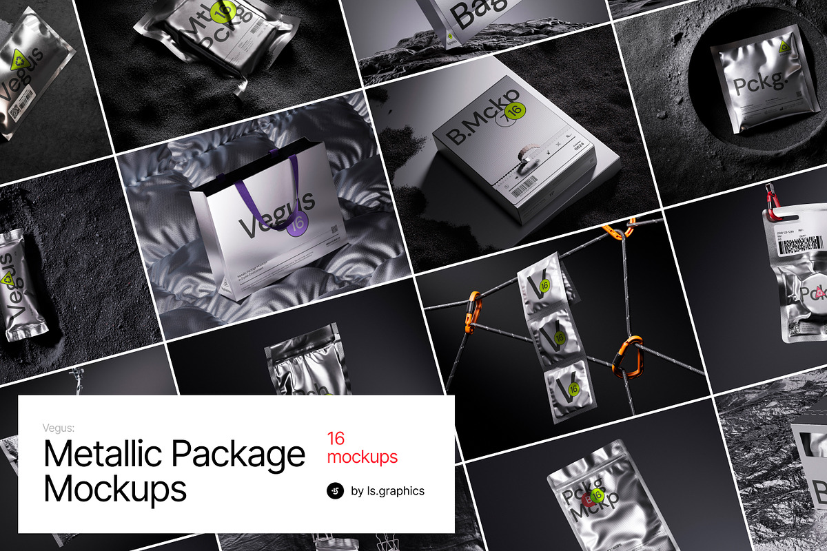 Vegus, Metallic Package Mockups, a Packaging Mockup by ls.graphics (Photo 1 of 9)