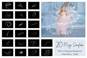 35 Magic Snowflakes PNG Overlays