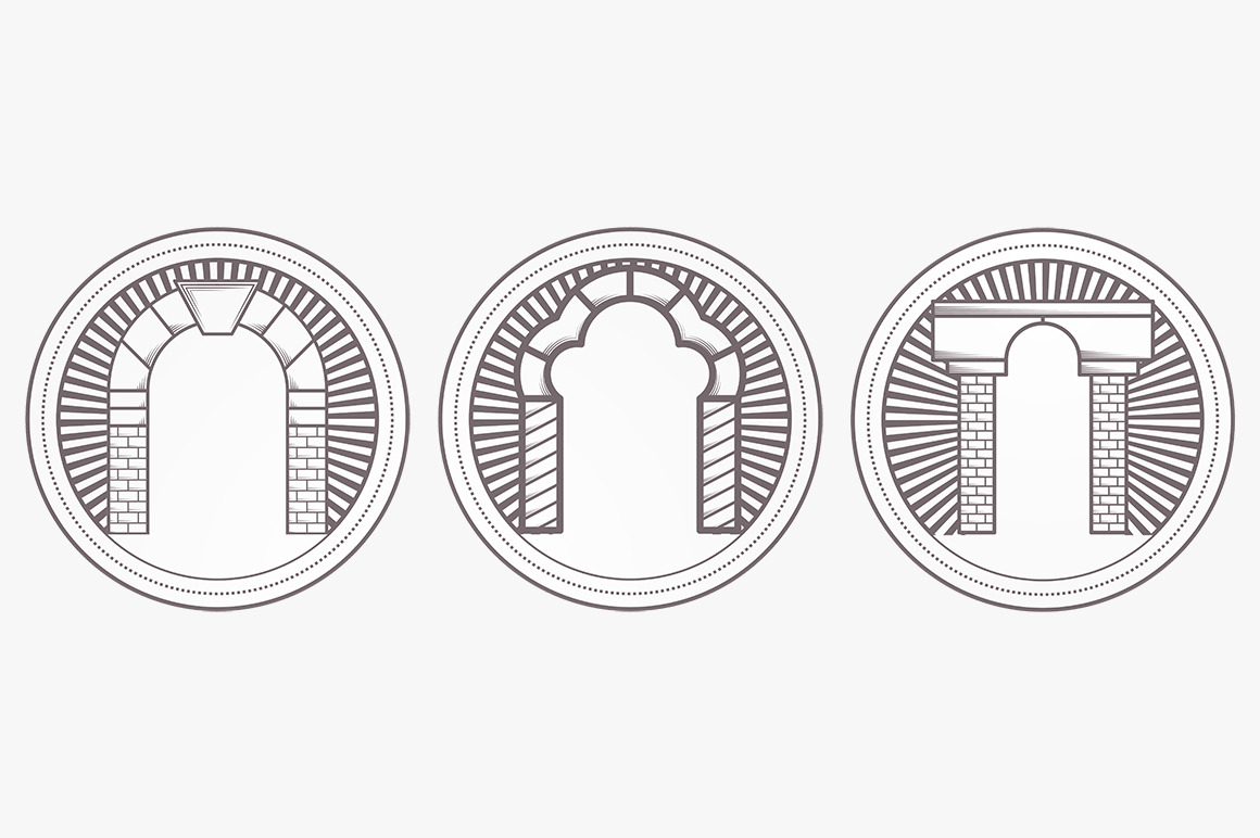 Arch Line Vintage Vector Icons by Yershovoleksandr  Creative Market