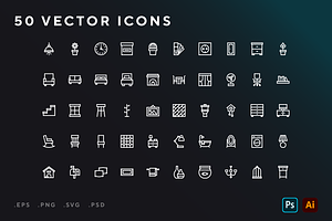 Home Decoration icons, an Outline Icon by Wencory