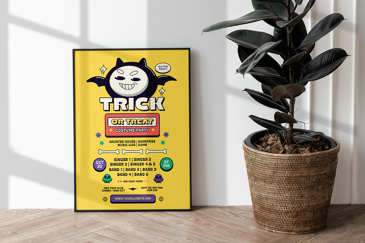 Trick or Treat Party Flyer Template, a Flyer Template by Tiptop Graphic (Photo 2 of 5)