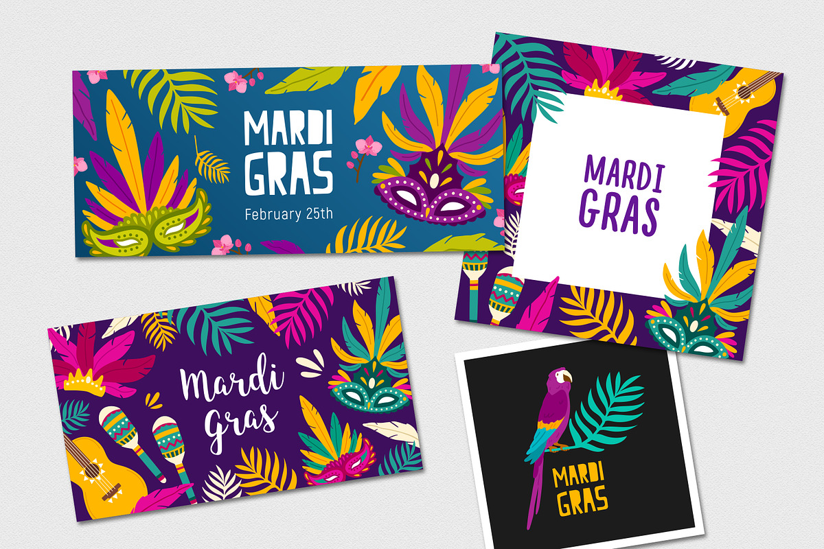 Mardi Gras backgrounds bundle, a Decorative Illustration by Good Studio (Photo 8 of 11)