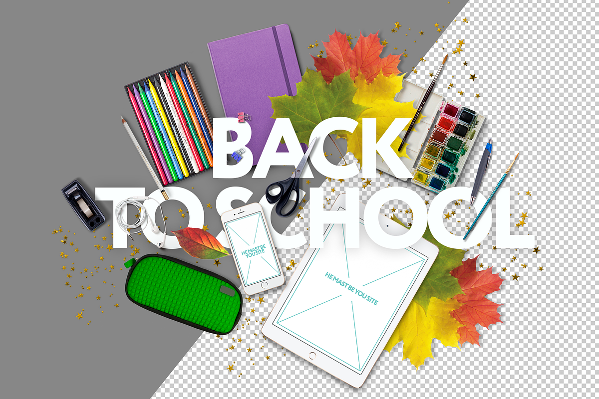 Back to school mockup. Psd & Png, a Pens & Pencil Mockup by Kseniia (Photo 3 of 3)