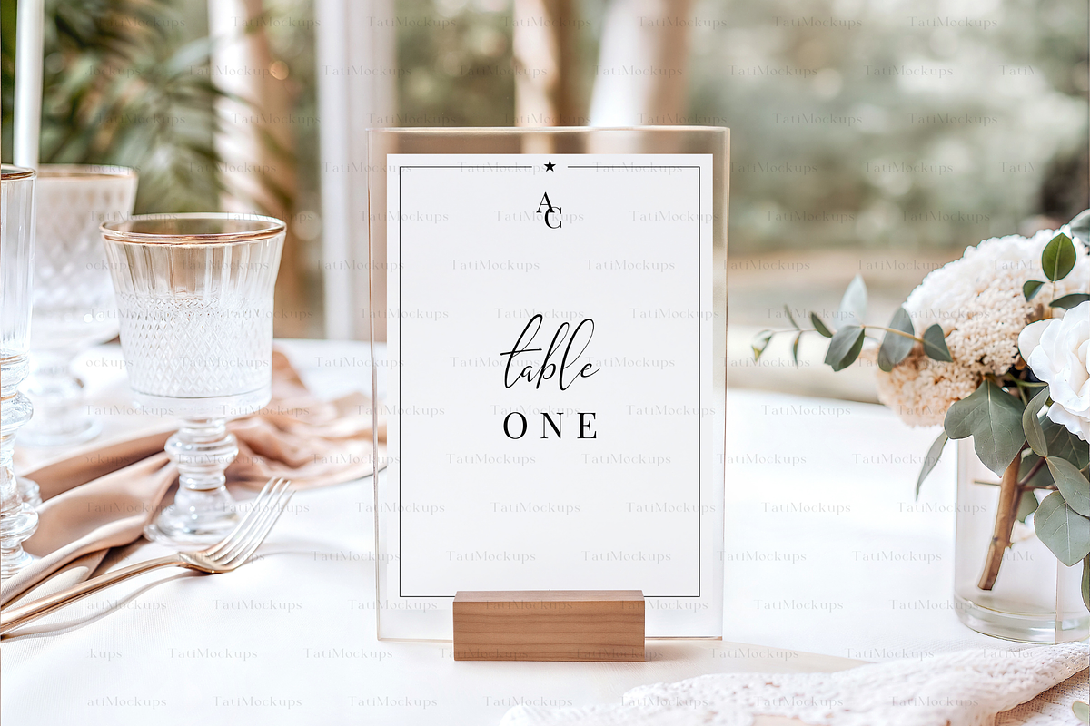 5x7 Acrylic Table Sign Mockup, a Product Mockup by TatiMockup
