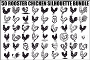 Rooster Chicken Silhouette Bundle, an Illustration by Designs_River (Thumbnail 1 of 51)