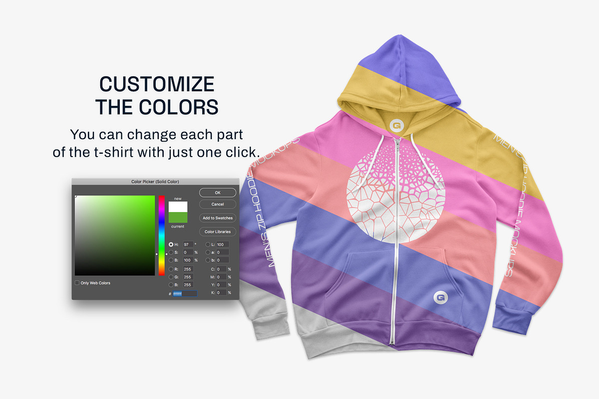 Bella Canvas Mens Zip Hoodie Mockups, a Hoody Mockup by GraphicHero (Photo 5 of 9)