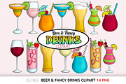 Beer & Fancy Drinks Clipart, a Food Illustration by SLS Lines (Thumbnail 1 of 4)