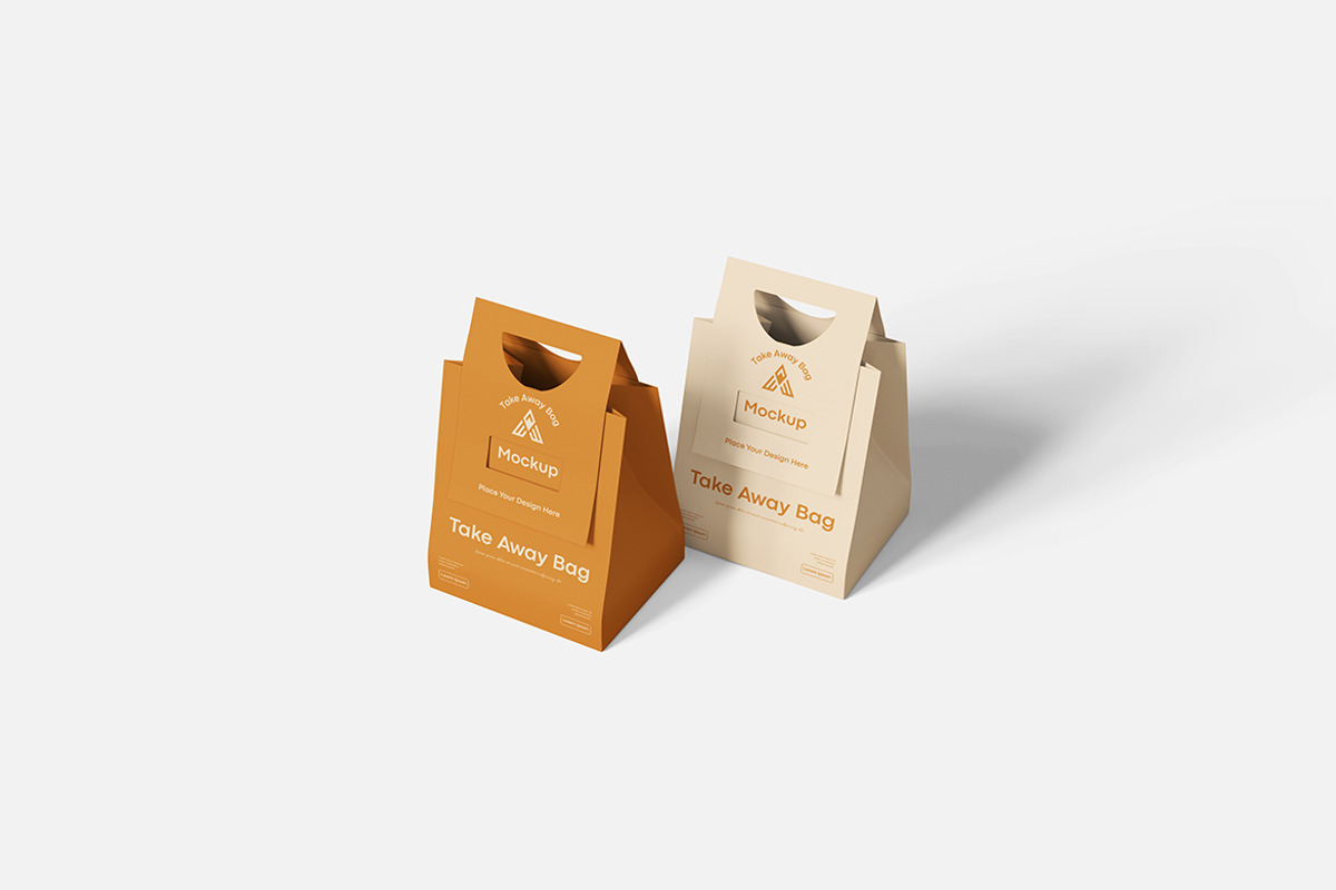 Take Away Bag Mockup, an Advertising Mockup by Indah (Photo 2 of 6)