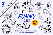 22 Funny cats vector illustration 3, an Animal Illustration by Yanakicc (Thumbnail 1 of 11)
