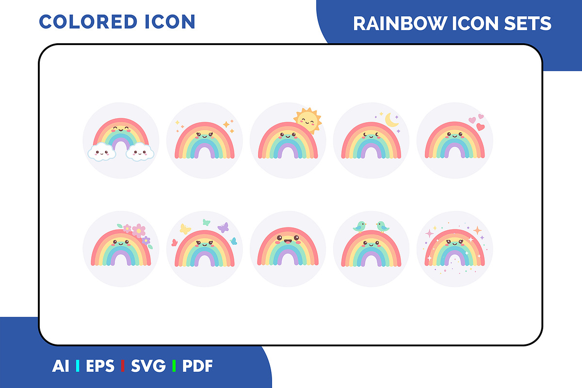 Rainbow Colored Icon Set, a Duotone Icon by Fontmine Studio (Photo 1 of 3)