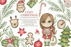 Watercolor Cozy Christmas set
