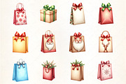 Holiday Gift Bag and Ribbon Clipart, an Illustration by CrexoraLab (Thumbnail 3 of 5)