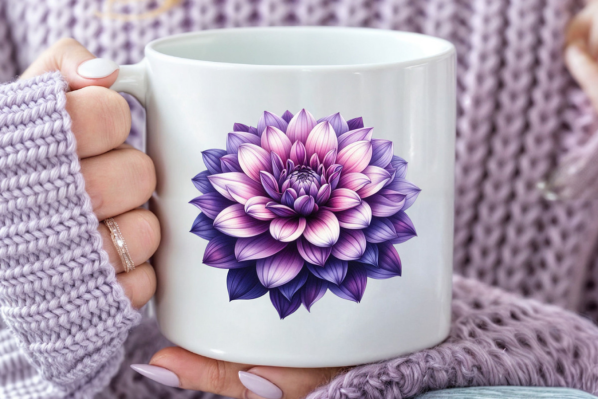 Dahlia Flower Watercolor Cliparts, an Illustration by Rose Art (Photo 5 of 7)