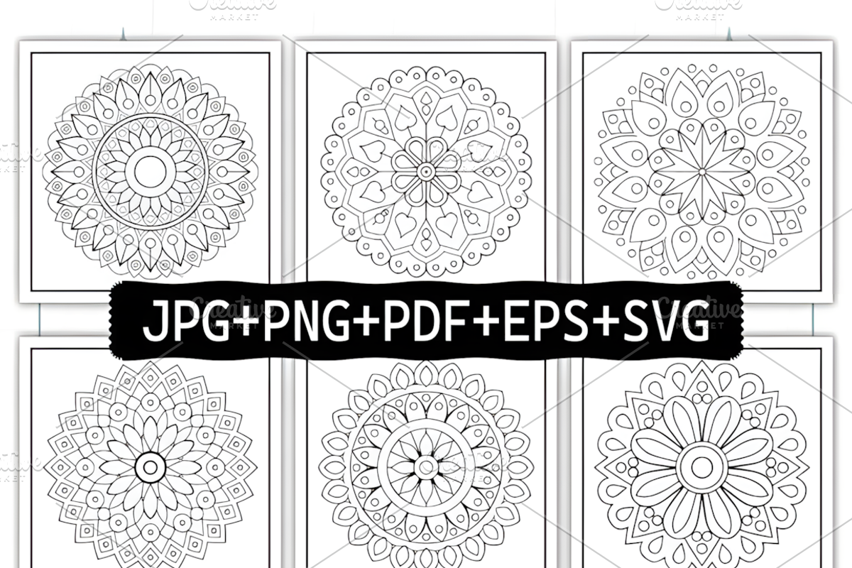 Bold and Easy Mandala Coloring Pages, a Decorative Illustration by Coco Bloom (Photo 2 of 9)