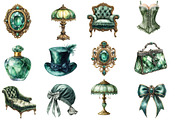 Watercolor Emerald Victorian Png, an Illustration by Designworld (Thumbnail 4 of 5)
