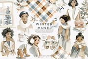 Winter watercolor clipart set, a Decorative Illustration by Patishop Art (Thumbnail 1 of 10)