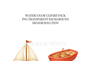 Boat Clipart Set, a Decorative Illustration by Pati Charm Studio (Thumbnail 4 of 8)