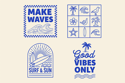 Tropical Surf Summer Vector Set, a Decorative Illustration by MkStudio