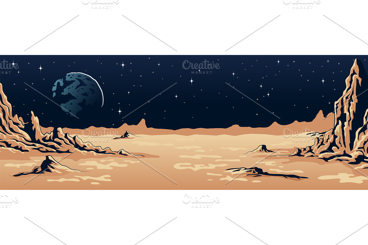 Alien Planet Landscape - Vector Sci, a Texture Illustration by Agor2012 shop
