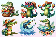 Summer Crocodile Character Clipart, a Graphic by CitraGraphics (Thumbnail 3 of 4)
