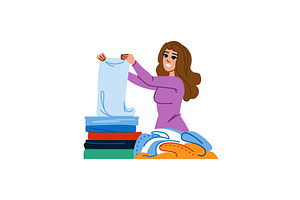 Woman folding clean clothes, laundry, an Object Illustration by pikepicture